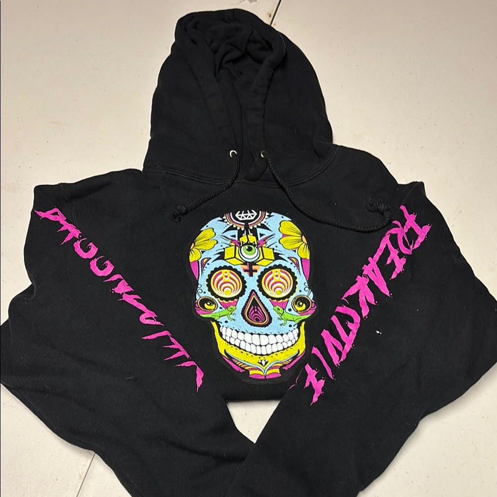 Forever 21 Black Hoodie with Colorful Skull Design